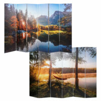 Foto-Paravent mit Schallschutz Trennwand 180x245cm Waldsee
