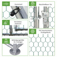 Freilaufgehege mit Schatten Dach 280x380x195cm mit Tür