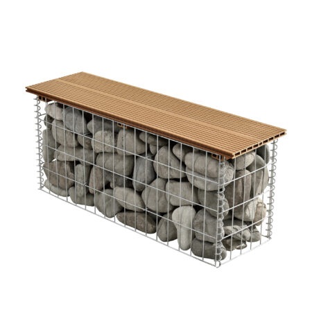 Gabionenbank Friesland WPC 100x45x30 cm Teakholzfarben