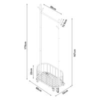 Rollbarer Garderobenständer Stahl Weiss