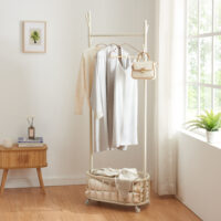 Rollbarer Garderobenständer Stahl Weiss