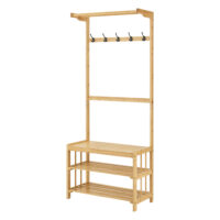 Garderobenständer Tornio 168x70x35cm aus Bambus Natur