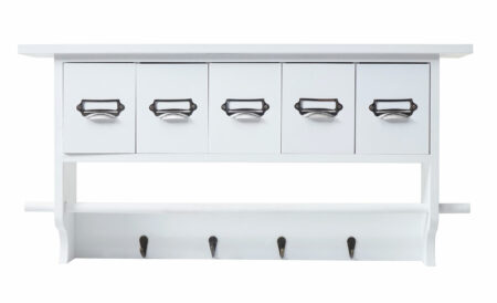 Garderobe Wandgarderobe mit 5 Schubladen Vintage weiss