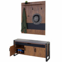 Garderobe mit Sitzbank ~ 53x110x30cm Wildeiche-Optik