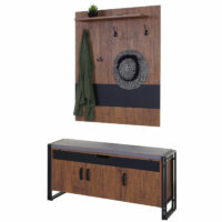 Garderobe mit Sitzbank ~ 53x110x30cm Wildeiche-Optik