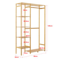 Garderobenständer Eurajoki 139x100x40cm Bambus Natur