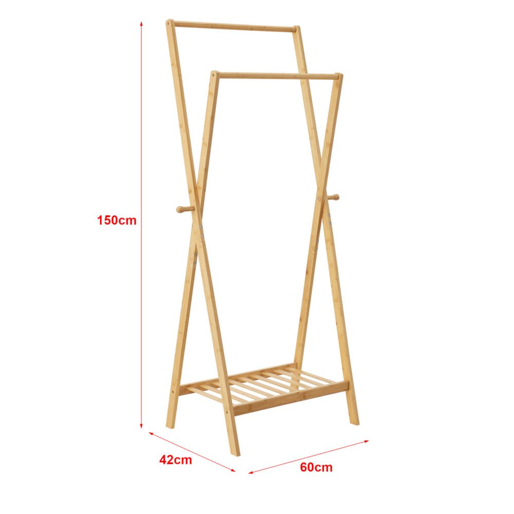 Garderobenständer Keitele 150x60x42cm Bambus Natur