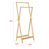 Garderobenständer Keitele 150x60x42cm Bambus Natur
