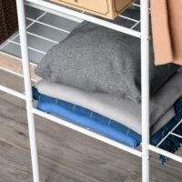 Garderobenständer Kleiderständer mit 6 Ablagen Metall weiss