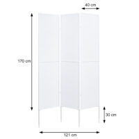 Garten Paravent Raumteiler Sichtschutz Metall 200x121cm weiss