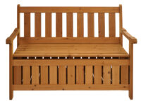 Gartenbank HWC-L68 mit Stauraum Outdoor Tanne Holz MVG 114cm braun