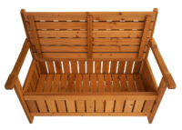 Gartenbank HWC-L68 mit Stauraum Outdoor Tanne Holz MVG 114cm braun