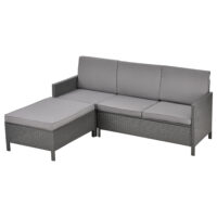 Gartenmöbelset Murcia Rattan 3-tlg. Dunkelgrau/Hellgrau