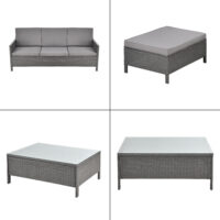 Gartenmöbelset Murcia Rattan 3-tlg. Dunkelgrau/Hellgrau