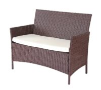Gartensitzgruppe Rattan Lounge  7tlg. braun-meliert mit Kissen creme