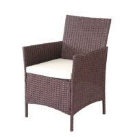 Gartensitzgruppe Rattan Lounge  7tlg. braun-meliert mit Kissen creme