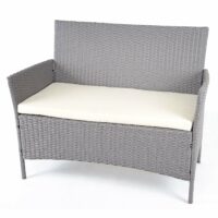 Gartensitzgruppe Rattan Lounge  7tlg. grau mit Kissen creme