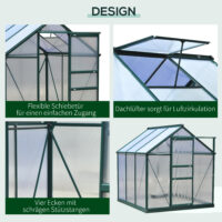 Gewächshaus 190x192x201cm Aluminium Treibhaus Dachfenster
