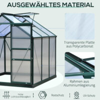 Gewächshaus 190x192x201cm Aluminium Treibhaus Dachfenster