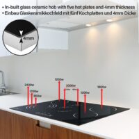 Glaskeramikkochfeld Rahmenlos 8600W für alle Kochtöpfe
