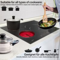 Glaskeramikkochfeld Rahmenlos 8600W für alle Kochtöpfe