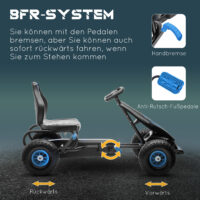 Gokart mit Gummireifen mit verstellbarem Sitz ab 5 Jahren Blau