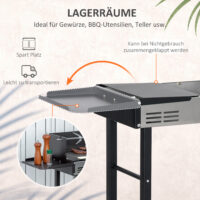 Grill mit Drehspiess Rostfreier Stahl 118x32x90cm