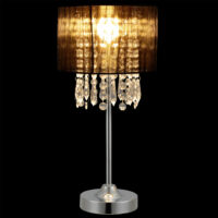 Tischlampe Schwarz 40cmxØ20cm Tischlampe Kristall Textil Lampe