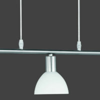 Hängelampe, 3-flammig, nickel matt, Glasschirm weiss