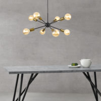 Hängeleuchte Amiens 8-Flammig E27 Schwarz Messing