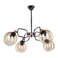 Hängeleuchte Crawley 4xE27 Metall Glas Schwarz Kupfer
