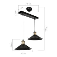 Hängeleuchte Crosby 2xE27 Schwarz Bronze Antik