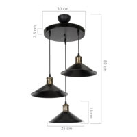 Hängeleuchte Cumbernauld 3xE27 Schwarz Bronze Antik