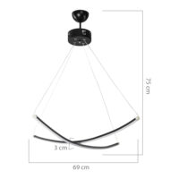 Hängeleuchte Eastbourne mit 180 LEDs Aluminium Schwarz Weiss