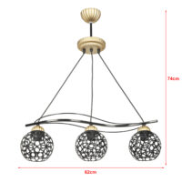 Hängeleuchte Hyde 3-flammig Schwarz Gold