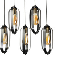 Hängeleuchte Selby 5xE27 Gold mit schwarzer Patina