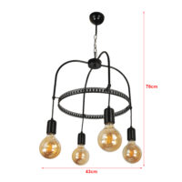 Hängeleuchte Llandudno 4xE27 Metall Schwarz