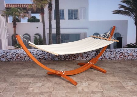 Hängematte mit Gestell FSC-zertifiziert 320cm braun, Matte creme-weiss