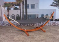 Hängematte mit Gestell FSC-zertifiziert 320cm braun, Matte grau