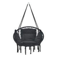 Hängesessel Kailua Max. 150 kg Indoor Outdoor mit Kissen Schwarz