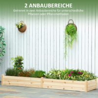 Hochbeet 2 Pflanzbereiche mit Vlies 244x61.5x27cm