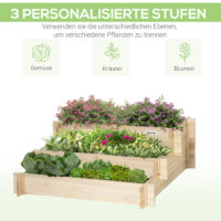 Hochbeet 3 Stufen Gartenbeet Pflanzenbeet Kräuterbeet 93x93x35cm