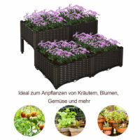 Hochbeet 4er Pflanzkasten Rattan-Optik 40x40x44cm