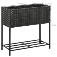 Hochbeet Blumenkasten Poly Rattan 70x30x72cm