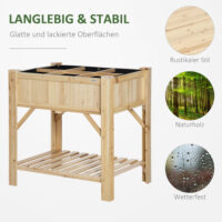 Hochbeet Holz mit 6 Pflanzflächen 78.5x58x81cm