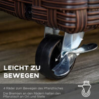 Hochbeet Pflanzkasten Poly Rattan mit Rollen 94.5x31x36cm