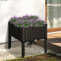Hochbeet Pflanzkasten Rattan-Optik 40x40x44cm