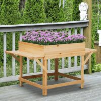 Hochbeet aus Holz Pflanzkasten für Balkon und Garten mit Ablage