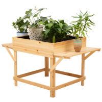 Hochbeet aus Holz Pflanzkasten für Balkon und Garten mit Ablage