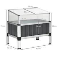 Hochbeet mit Frühbeet Aufsatz Mini-Gewächshaus 80x50x74